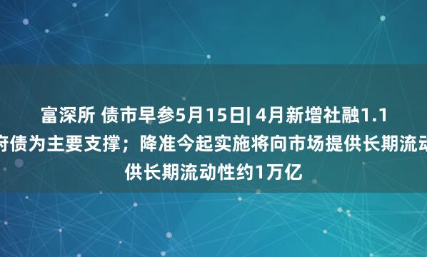 富深所 债市早参5月15日| 4月新增社融1.16万亿，政府债为主要支撑；降准今起实施将向市场提供长期流动性约1万亿